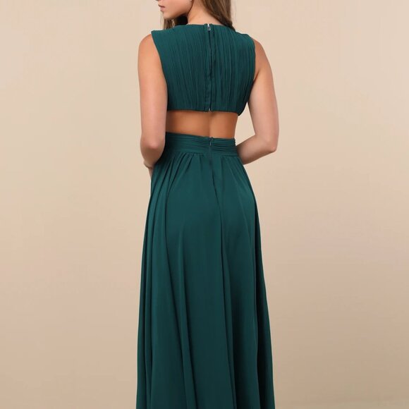 Lulus Vivid Imagination Emerald Green Cutout Maxi Dress - Size S - Picture 2 of 3
